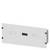 White cover plate with rectangular recesses, mounted on a grey-represented substrate.