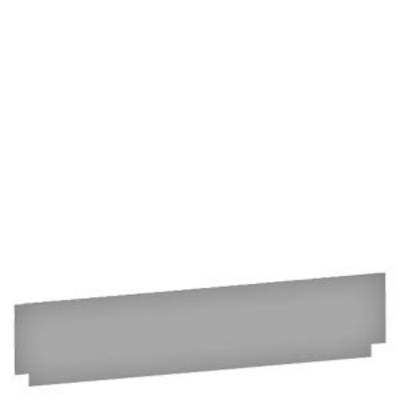 Grey metal profile with a right-angled step, horizontally aligned and depicted in 3D perspective.