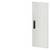 A white rectangular door with a black handle, mounted on a wall, illustrates the design of interior doors.
