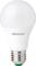 A Megaman LED light bulb, white surface, with screw base at the bottom. Ideal for energy-efficient room lighting.