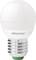 A white LED light bulb with a metal thread. The brand name 'MEGAMAN' is printed on the bulb.