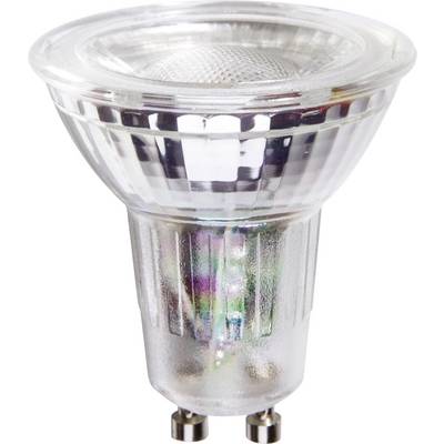 A LED light bulb with a GU10 base, suitable for energy-saving luminaires.