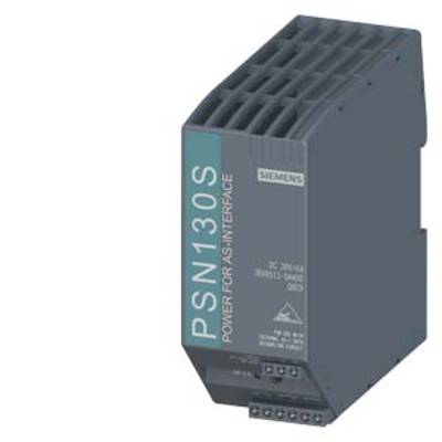 A grey Siemens PSN130S module, labelled 'POWER FOR ASi INTERFACE', serves as a power supply in automation systems.