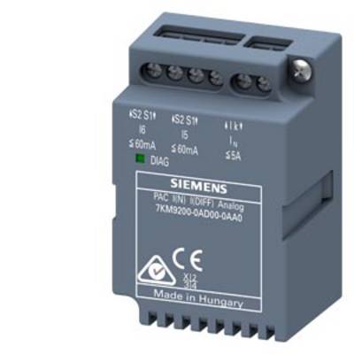 Electronic module by Siemens, model 7KM9200, shows connections and diagnostic lamp. 'Made in Hungary' label is visible.