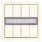 A bright light switch with eight rectangular buttons, four on the top and four on the bottom, separated by a horizontal grey stripe.