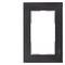 Black, rectangular frame for a light switch or socket, with a white interior and a slightly glossy surface.