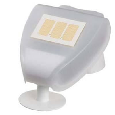 Transparent plastic container with adhesive pads on the top surface, suitable for cable management on smooth surfaces.