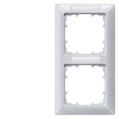 Double, rectangular frame for sockets or switches, white, with rounded corners.