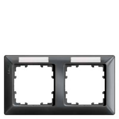 Double black socket cover with two rectangular cutouts for switches.