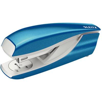A blue Leitz stapler.