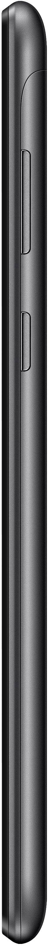 Side view of a sleek black smartphone with two buttons.