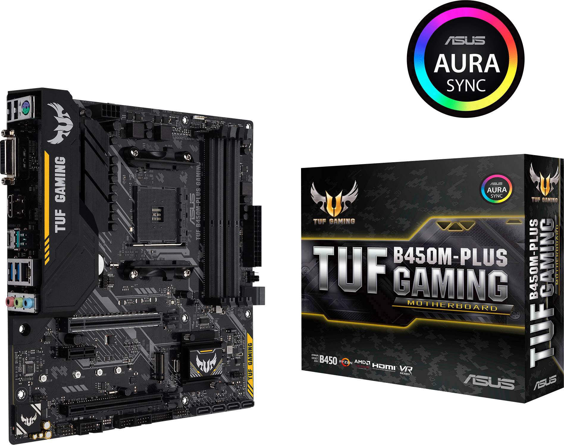 Asus TUF B450M-Plus Gaming Motherboard PC base AMD AM4 Form factor Micro-ATX Motherboard chipset AMD® B450