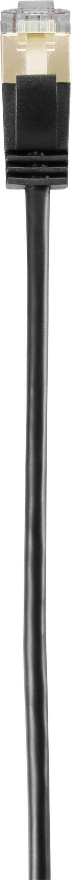 A black Ethernet cable with RJ-45 plug on top.