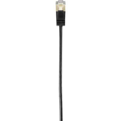 A black Ethernet cable with RJ-45 plug on top.