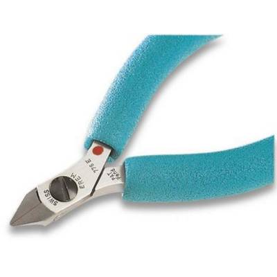 Close-up of a blue side-cutting pliers, suitable for cutting wire and fine work.