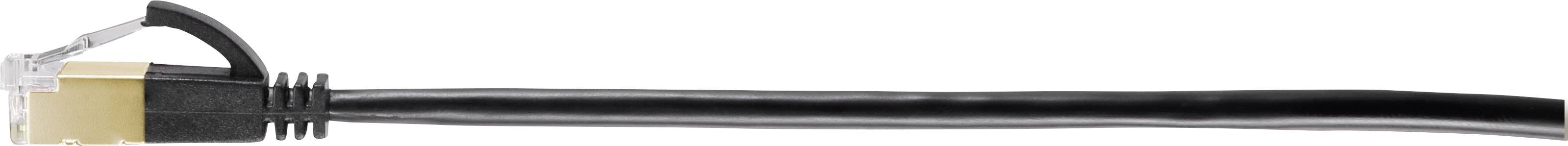 A black Ethernet cable with RJ45 connector, used for network connections. The connector is located at the left edge of the image.