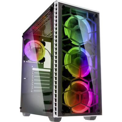 Kolink Observatory RGB Midi tower PC casing  White 4 built-in LED fans, Window, Dust filter, Tool-free HDD bracket