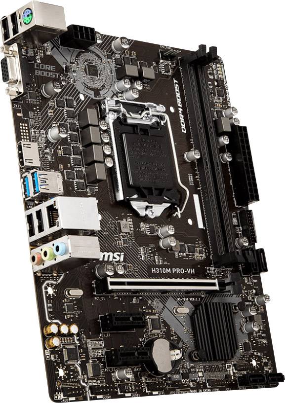 MSI H310M PRO-VH Motherboard PC base Intel® 1151v2 Form factor (details) Micro-ATX Motherboard chipset Intel® H310-3