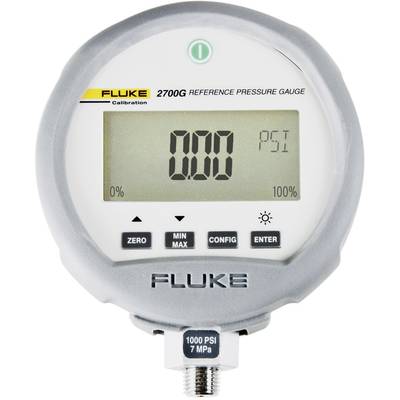 A digital pressure gauge displays '0.00 PSI' on a grey display. Brand name and model number at the top, buttons below for configuration.