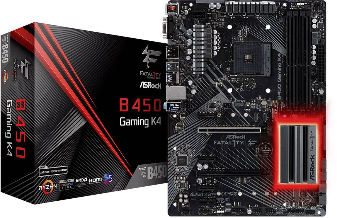 ASRock B450 Gaming K4 Motherboard PC base AMD AM4 Form factor ATX Motherboard chipset AMD® B450