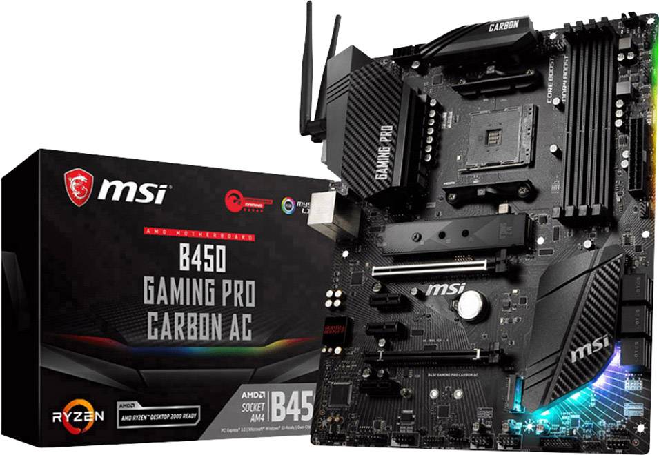 MSI Gaming B450 Gaming Pro Carbon AC Motherboard PC base AMD AM4 Form factor ATX Motherboard chipset AMD® B450