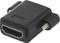 A black HDMI adapter with one HDMI port and two side screws.