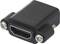 A black HDMI adapter with ridged edges and two silver screws on the side, suitable for video and audio connections.