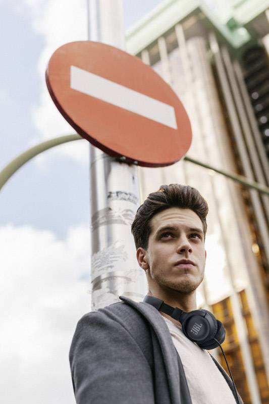 JBL Tune 500 On-ear headphones Corded (1075100) Blue Foldable, Headset-1