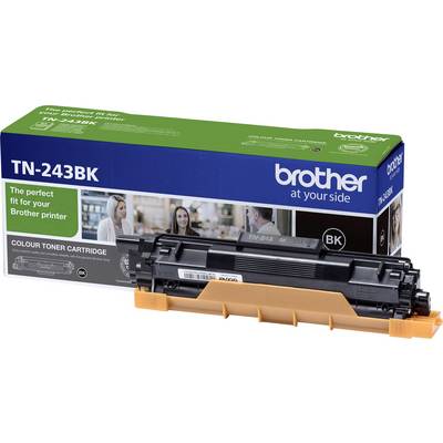 Printer toner 'TN-243BK' by Brother, black, for Brother printers, with packaging. Text on the packaging: 'The perfect match for your Brother printer'.
