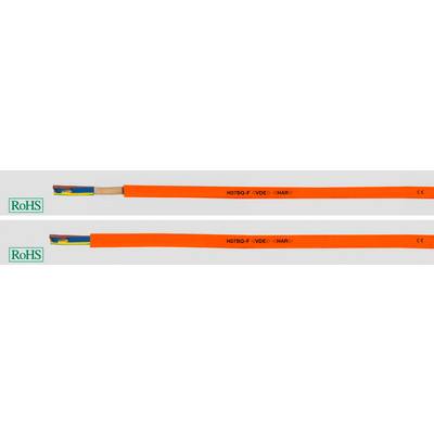 Two orange cables labelled 'H07BQ-F 1X150 (MAR)', each with blue and brown ends. A CE mark on the right, RoHS symbols on the left.