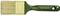 Paintbrush with light-coloured bristles and a green wooden handle, suitable for painting work. Golden metal ferrule at the base of the bristles.