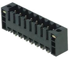 Black multi-pin vertical connector, used for electronic connections.