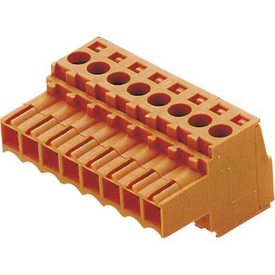 Orange electrical multi-terminal connector for joining cables in electrical installations.