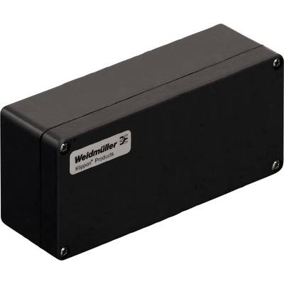 A rectangular black enclosure by Weidmüller with the inscription 'Klippon Products'.