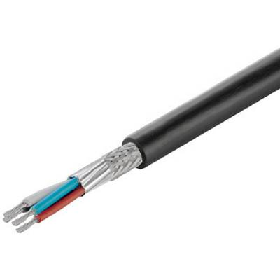 A data cable with three coloured wires (red, green, blue) and a black protective sheathing.