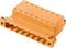 An orange electrical connector module with multiple terminal blocks, suitable for industrial applications.