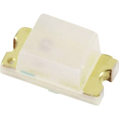 Small LED component with a rectangular white cap and gold contact surfaces. Suitable for electronic component applications.