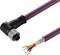 'Image of a purple cable with an angled plug at one end and exposed, coloured wires at the other end.'
