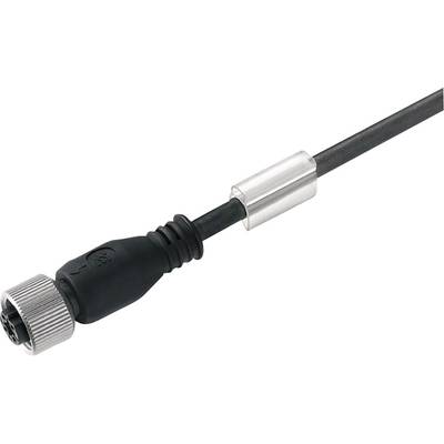 Black round plug cable with metallic screw fastening at one end. Ideal for robust industrial applications.