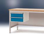 Complete housing 300 for aluminum table, 800 mm deep HF0002 Body: RAL 7035 light gray drawers: RAL 5007 light blue