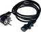 'Black network cable with European Schuko plug and C13 socket, commonly used for computers and monitors.'