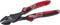 Red and black combination pliers with ergonomic handle, suitable for electrical work.