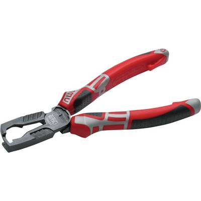 Red and grey combination pliers with ergonomic handles for versatile applications in craftwork.