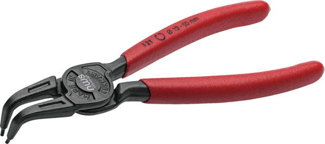 Red pliers with curved tips, suitable for fine mechanics and precision work.