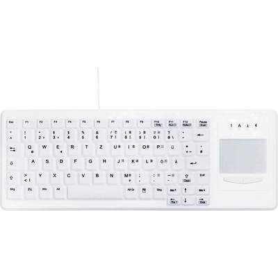 Active Key AK-C4400F Medical Key USB Antibacterial keyboard German, QWERTZ White Built-in touchpad, Sealed silicone cove