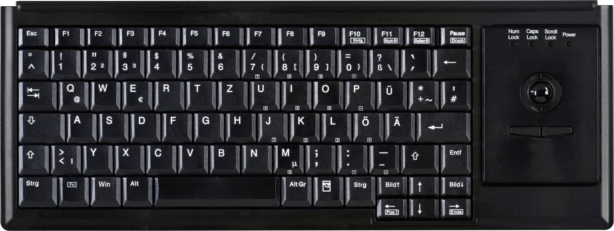 Active Key AK-4400-T IndustrialKey USB Keyboard German, QWERTZ, Windows® Black Built-in trackball