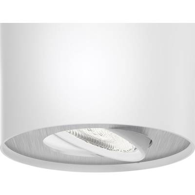 A white, round ceiling light with a pivoting insert, designed for targeted illumination in modern interior spaces.