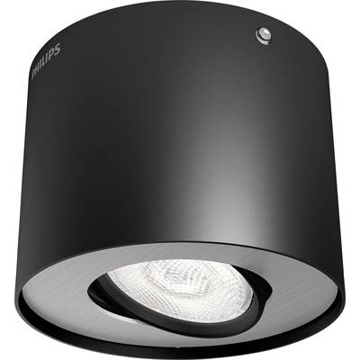 A black, cylindrical ceiling light with LED lamp, suitable for modern interiors.