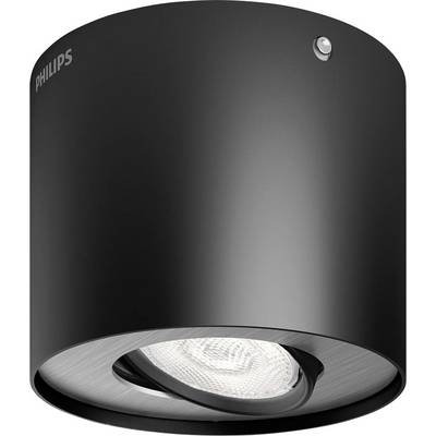 Black, cylindrical Philips ceiling light with LED lamp, suitable for modern interiors.