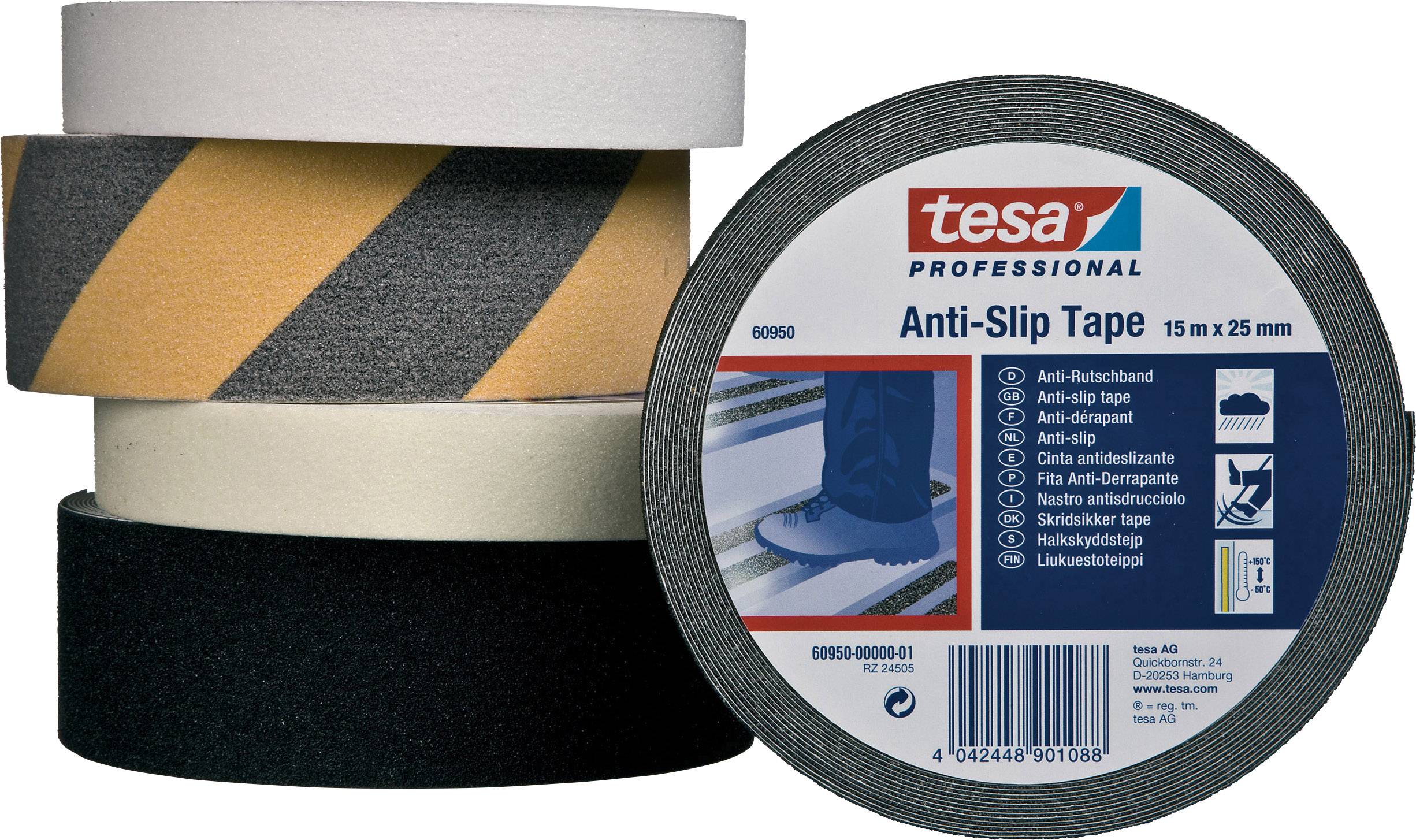 tesa 60950-00000-00 Anti-slip tape tesa® Professional Black (L x W) 15 m x 25 mm 1 pc(s)